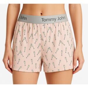 Tommy John Women Sleep Shorts Mini Cheers Print Modal Blend Soft Pink Small NWT